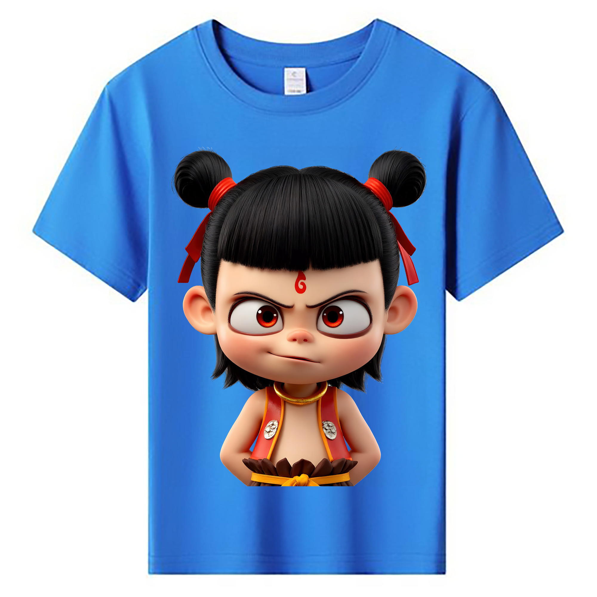 （画像用） Ne Zha 2 ナタ 魔童の大暴れ 綿100％キッズTシャツ（フロントプリント）